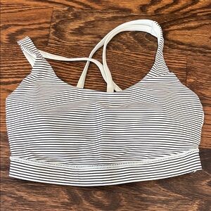 Striped Black and White Sports Bra